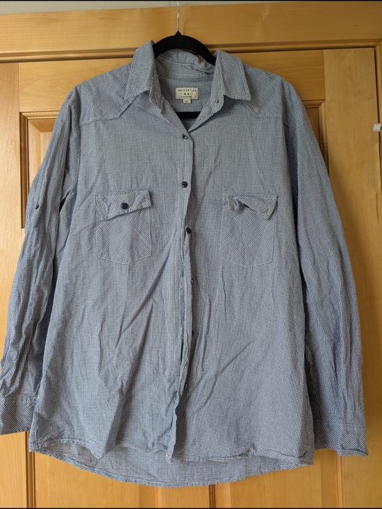 Matchstick Other - Matchstick Blue & White Mini-Check Button Front Shirt
